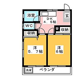 コーポサイトウ 2DKの間取図画像