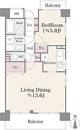 フレスコ川崎 1LDKの間取図画像