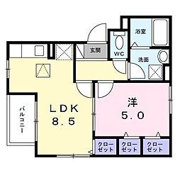 サニーレジデンス 1LDKの間取図画像