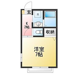 エスポワール2 1Kの間取図画像