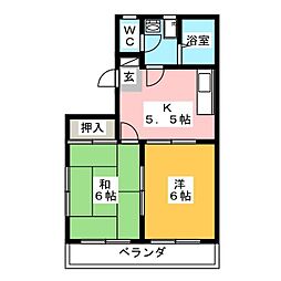 ベル京町 2Kの間取図画像