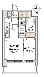 Genovia川崎6スカイガーデン 1DKの間取図画像