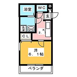D-room殿町 1Kの間取図画像