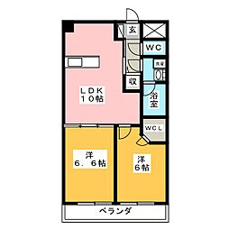 グランディール 2LDKの間取図画像