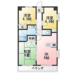 大山ビルローヤルヒルズ 3DKの間取図画像