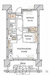 ブランシエスタ新丸子リバーフロント 2LDKの間取図画像