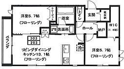 リラクスフォート 2LDKの間取図画像