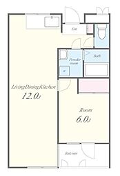 エスティガーデン 1LDKの間取図画像