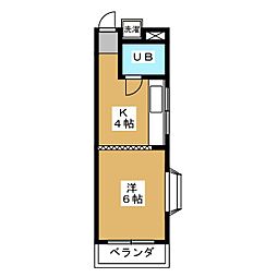 セントラルハイツ 1Kの間取図画像