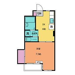 ローズハイツ 1DKの間取図画像