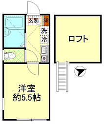 ベルフラッツ元住吉 1Kの間取図画像