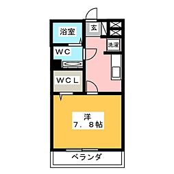 コモド元住吉 1Kの間取図画像