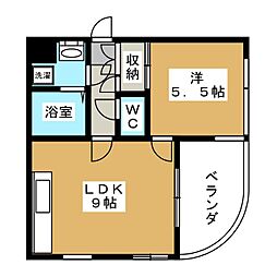 フラットリバーサイド 1LDKの間取図画像