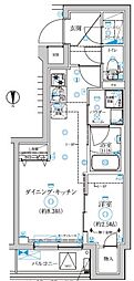 RELUXIA武蔵中原 1DKの間取図画像