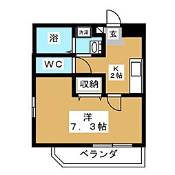 エクシードビュー多摩川 1Kの間取図画像