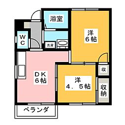 カサ　ベルドール 2階2DKの間取り