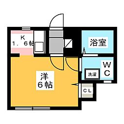ヒルトップ 1Kの間取図画像