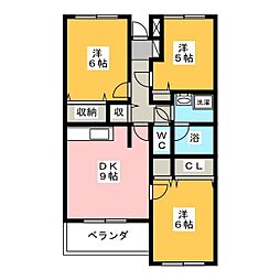 エスポワールさつきが丘 3DKの間取図画像