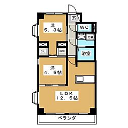石原第7ビル 2LDKの間取図画像
