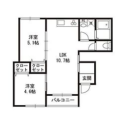 DOCK OF FUJIGAOKA 2LDKの間取図画像