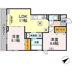 SaliceK 2LDKの間取図画像