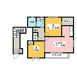 コラージュテラス 2LDKの間取図画像
