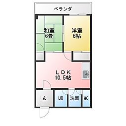 野路ビル 2LDKの間取図画像