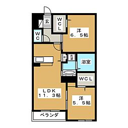 ビアンカ日吉3 2LDKの間取図画像