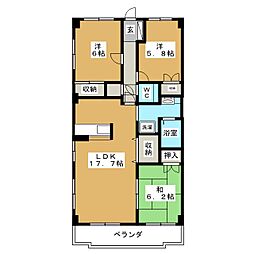 フラット日吉コートA 3LDKの間取図画像