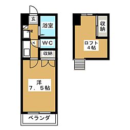 西山ハイツ 1Kの間取図画像