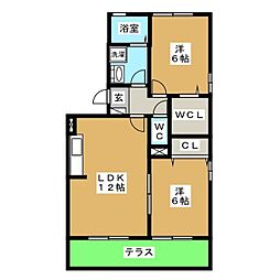 日吉ブレナイン 2LDKの間取図画像