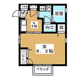 シャルム 1Kの間取図画像