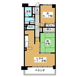 ＣＡＳＳＩＡ横濱ガーデン山 5階2LDKの間取り