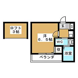 グリーンコート反町 1Kの間取図画像