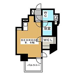 ザ・パークハビオ横浜東神奈川 ワンルームの間取図画像