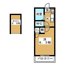 セントレジス新横浜 1Kの間取図画像