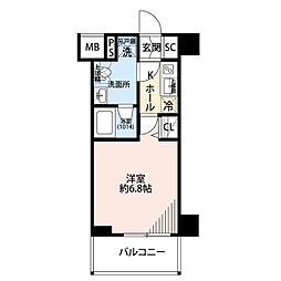プレール・ドゥーク横濱子安 1Kの間取図画像