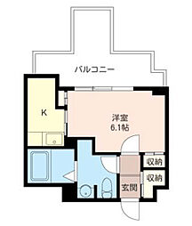 アドミラーブル横濱 1Kの間取図画像