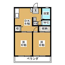 サンライフ下耕地 2DKの間取図画像