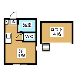 ヒルズ反町B棟 ワンルームの間取図画像