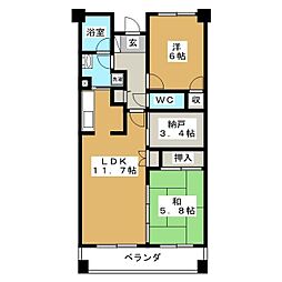 CASSIA横濱ガーデン山 2SLDKの間取図画像