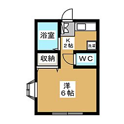リヴェールゆうや ワンルームの間取図画像