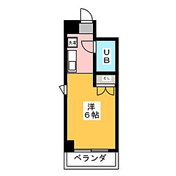 スプリーム横浜 3階ワンルームの間取り