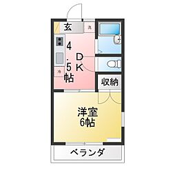 コーポ並木 1DKの間取図画像
