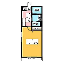 コミタス三ツ沢 1Kの間取図画像