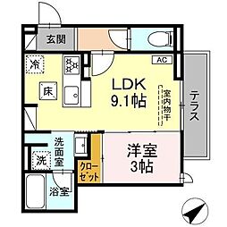 Luxe三ツ沢 1LDKの間取図画像