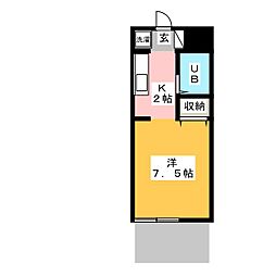 スターハイム 1Kの間取図画像