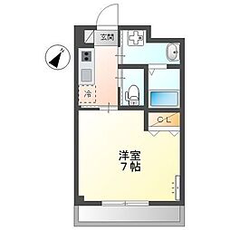 オークツリー 1Kの間取図画像