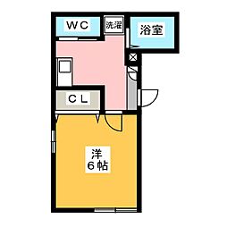 アザーレ西横浜B棟 1Kの間取図画像