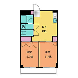 ベイコート横浜 2DKの間取図画像